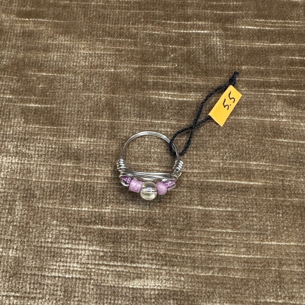 Handmade Ring purple beads - Picture 5 of 9